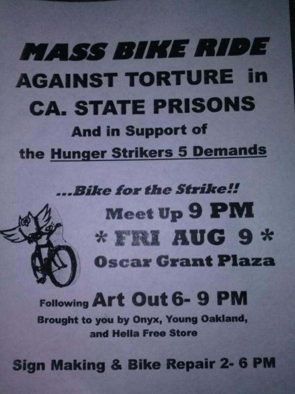 Mass Bike Ride Against Torture in CA State Prisons @ Oscar Grant Plaza | Oakland | California | United States