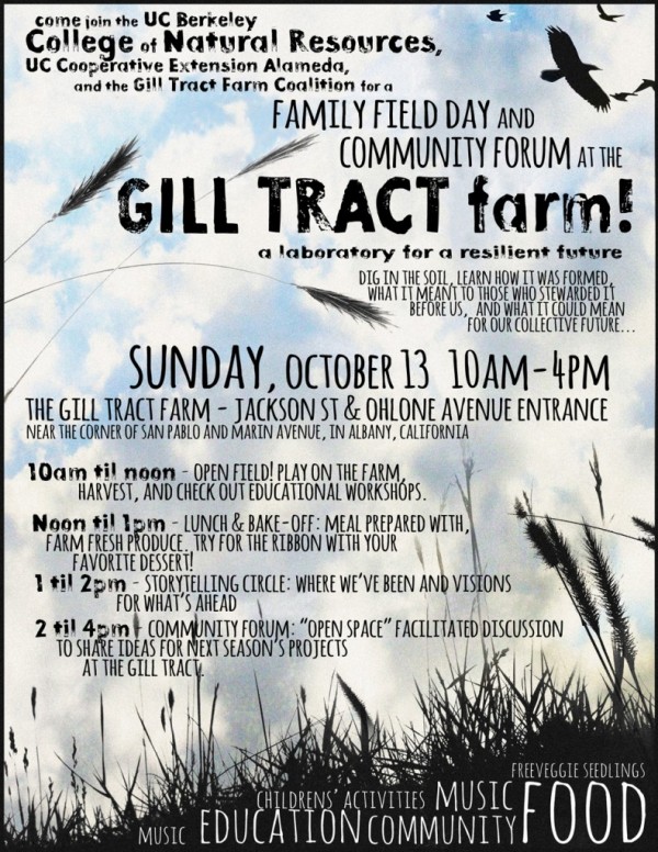 Come out on SUNDAY to the Gill Tract Farm for a Community Field Day!