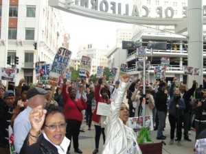 Outside looking in. Solidarity with the arrestees.