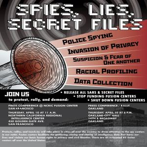 National Day of Action: Spies, Lies and Secret Files. Press Conference in SF. @ Northern California Regional Intelligence Center | San Francisco | California | United States