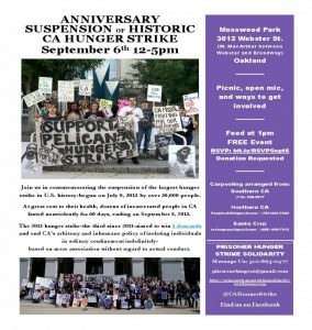 ANNIVERSARY SUSPENSION OF HISTORIC CA HUNGER STRIKE @ Mosswood Park | San Francisco | California | United States