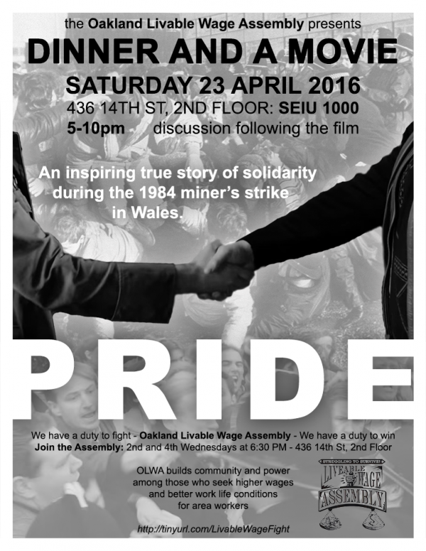 POSTPONED: Dinner and a (Great) Movie: Pride @ SEIU 1000 Hall, 2nd floor | Oakland | California | United States