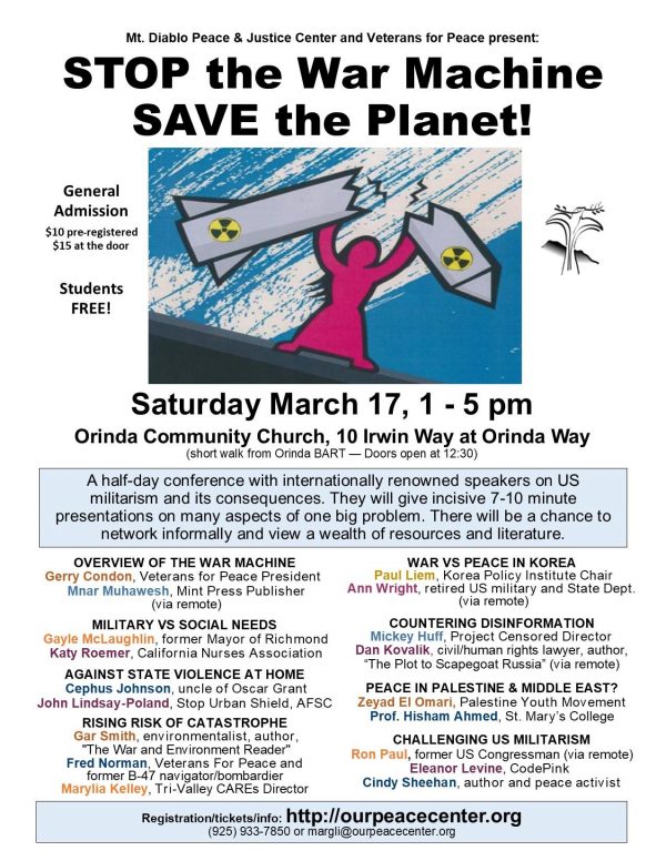 Stop the War Machine - SAVE the Planet! @ Orinda Community Church | Orinda | California | United States